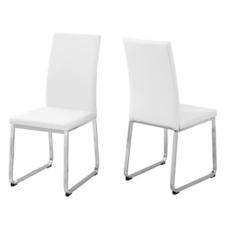 MONARCH SPECIALTIES Dining Chair, Set Of 2, Side, Upholstered, Kitchen, Dining Room, Pu Leather Look, White, Chrome I 1093